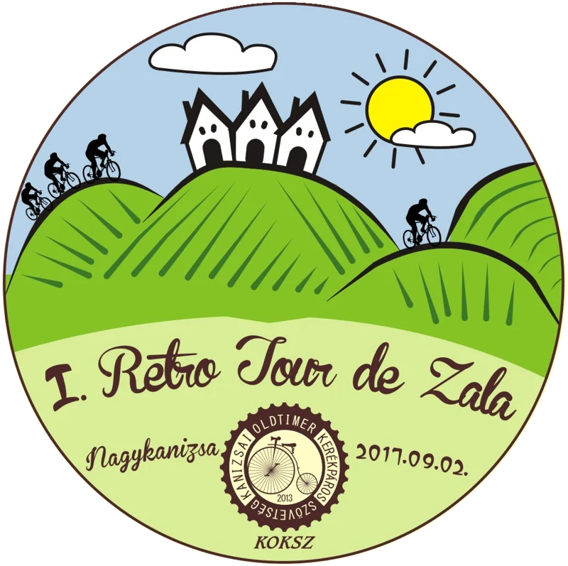 Retro Tour de Zala logó: kerékpárosok a zalai dombokon